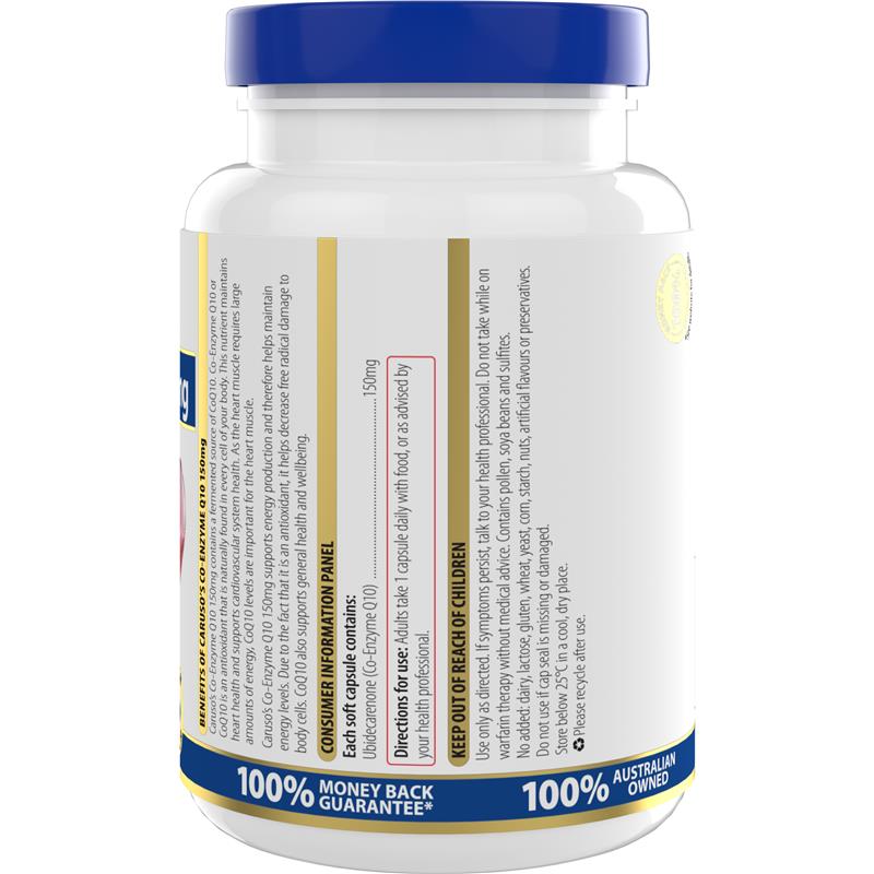 Load image into Gallery viewer, Carusos Co-Enzyme Q10 90 Capsules
