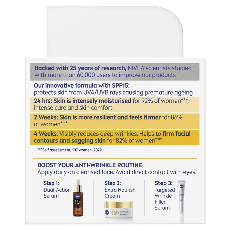 Load image into Gallery viewer, NIVEA Q10 Anti-Wrinkle Extra Nourish Deep Restoring Day Cream SPF15 50ml
