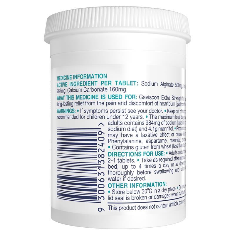 Load image into Gallery viewer, Gaviscon Extra Strength Peppermint 60 Chewable Tablets
