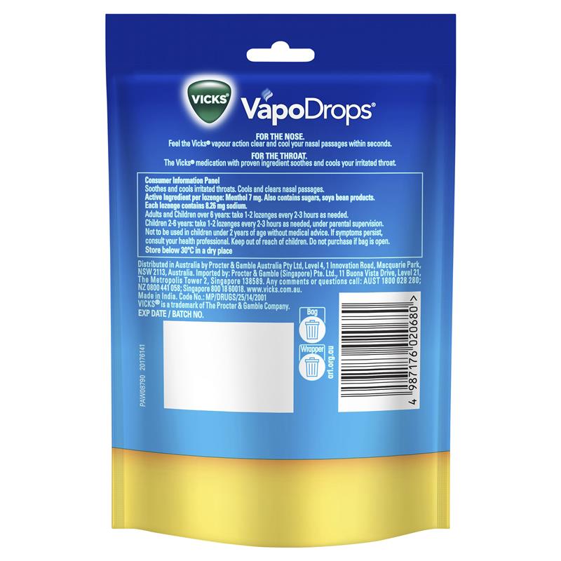 Load image into Gallery viewer, Vicks VapoDrops Butter Menthol 42 Lozenges
