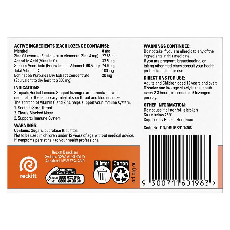 Load image into Gallery viewer, Strepsils Herbal Immune Support Lozenges Honey Lemon 32 Pack
