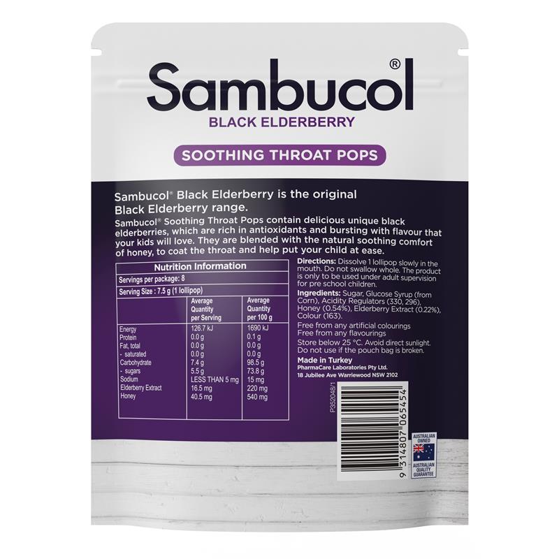 Load image into Gallery viewer, Sambucol Kids Soothing Throat Pops 8 Pack
