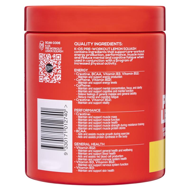 Load image into Gallery viewer, BSc K-OS Pre-Workout Lemon Squash 300g
