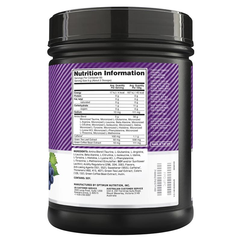 Load image into Gallery viewer, Optimum Nutrition Amino Energy Concord Grape 65 Serve 585g
