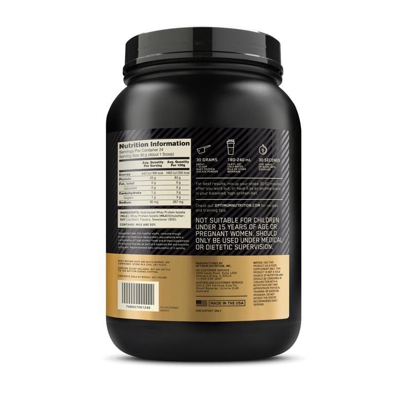 Load image into Gallery viewer, Optimum Nutrition Gold Standard 100% Isolate Vanilla 720g
