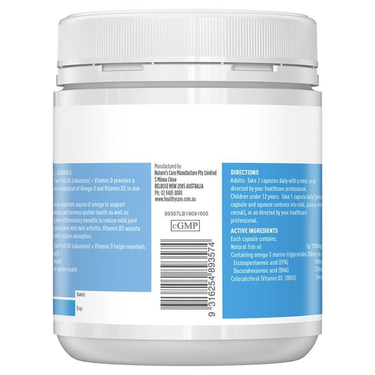 Healthy Care Fish Oil + Vitamin D 200 Capsules