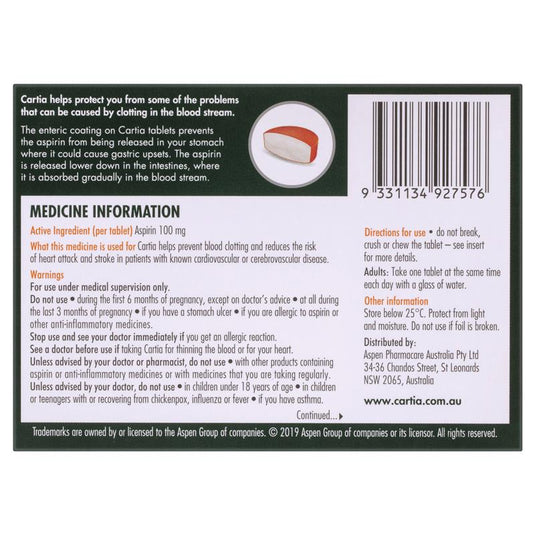 Cartia 100mg Tablets 168