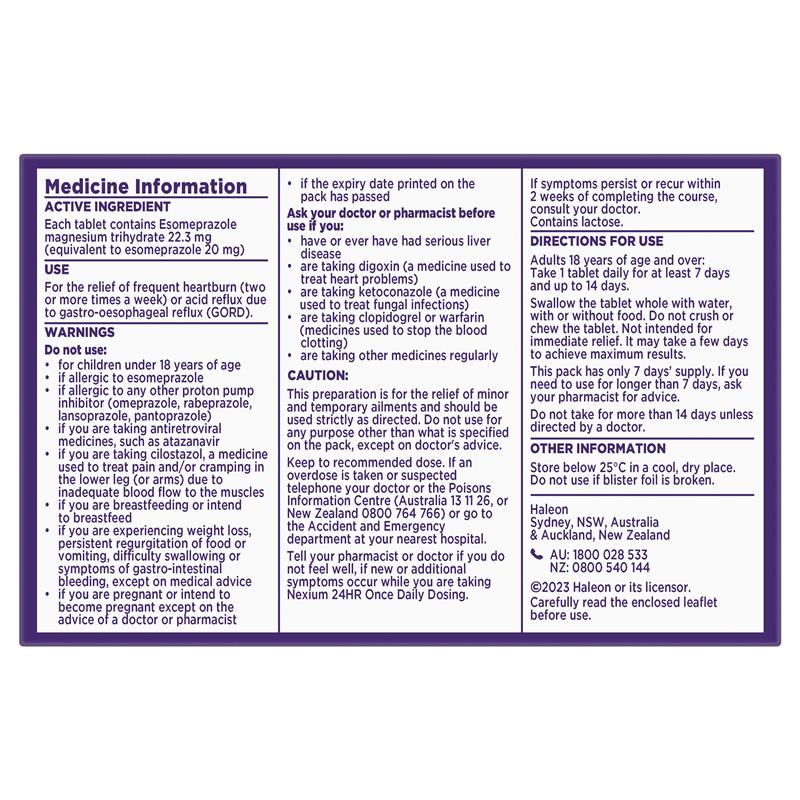 Load image into Gallery viewer, Nexium 24hr Heartburn &amp; Acid Reflux Relief 20mg 7 Tablets
