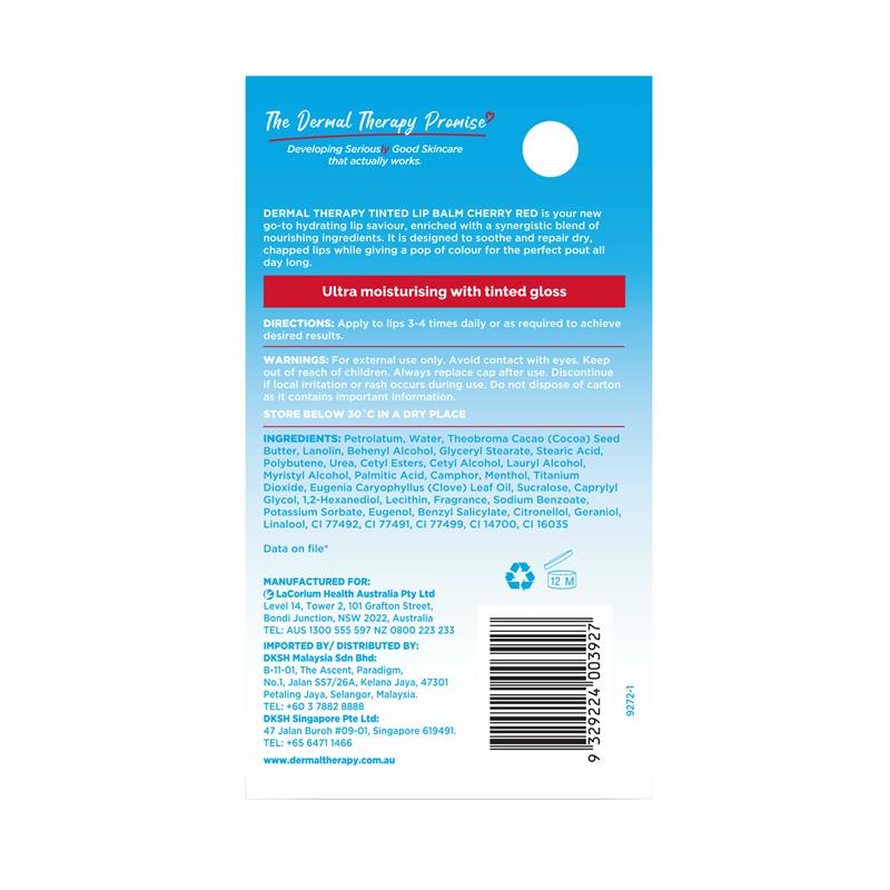Load image into Gallery viewer, Dermal Therapy Tinted Lip Balm Cherry Red 8g
