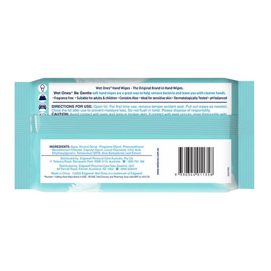 Wet Ones Be Gentle Sensitive Antibacterial Wipes 120 Pack Exclusive Size