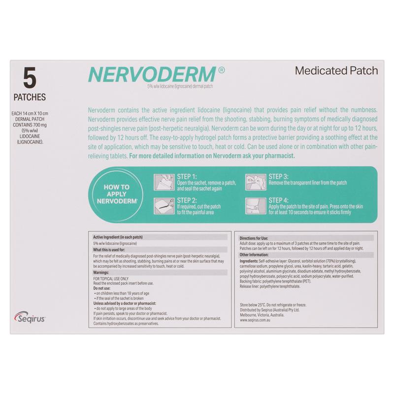 Load image into Gallery viewer, Nervoderm Lignocaine 5 Dermal Patch
