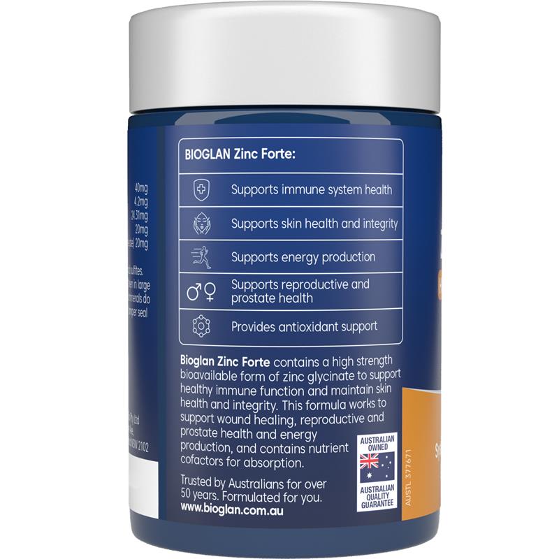 Load image into Gallery viewer, Bioglan Zinc Forte High Strength 40mg 60 Tablets
