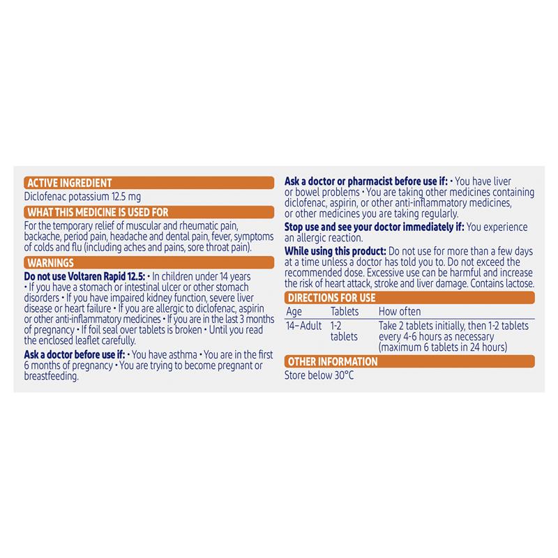 Load image into Gallery viewer, Voltaren Rapid 12.5mg Pain Relief Tablets 20
