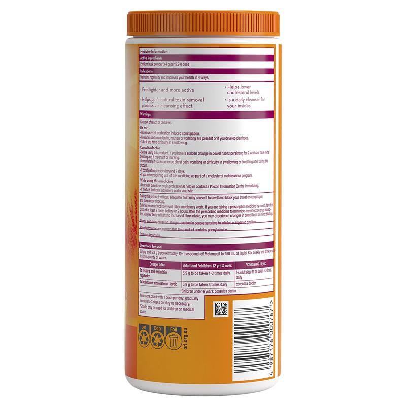Load image into Gallery viewer, Metamucil Fibre Supplement Smooth Orange 72 Dose 425g
