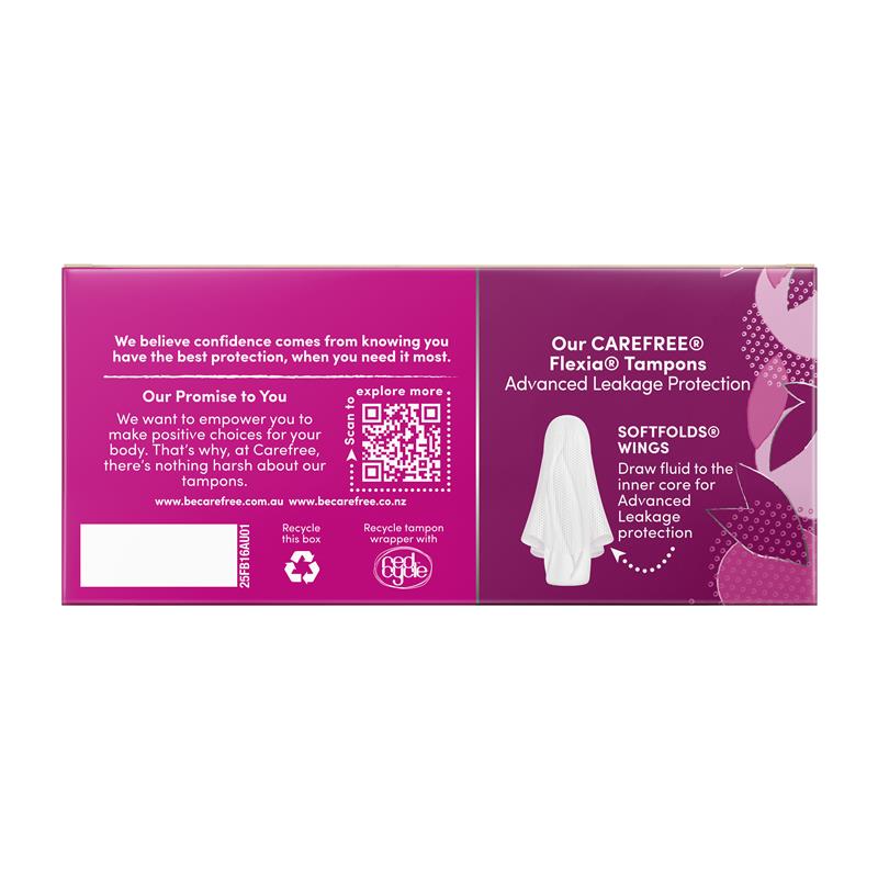 Load image into Gallery viewer, Carefree Flexia Fragrance Free Regular Tampons With Wings 16 Pack
