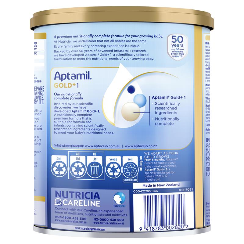 Load image into Gallery viewer, Aptamil Gold+ 1 Baby Infant Formula From Birth to 6 Months 900g
