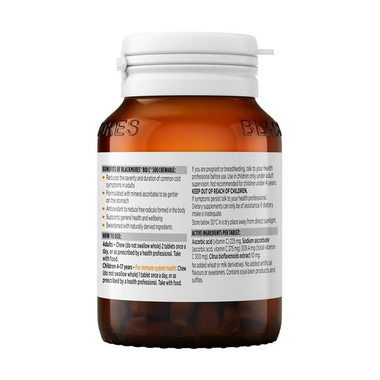Blackmores Bio C 500mg 50 Chewable Tablets