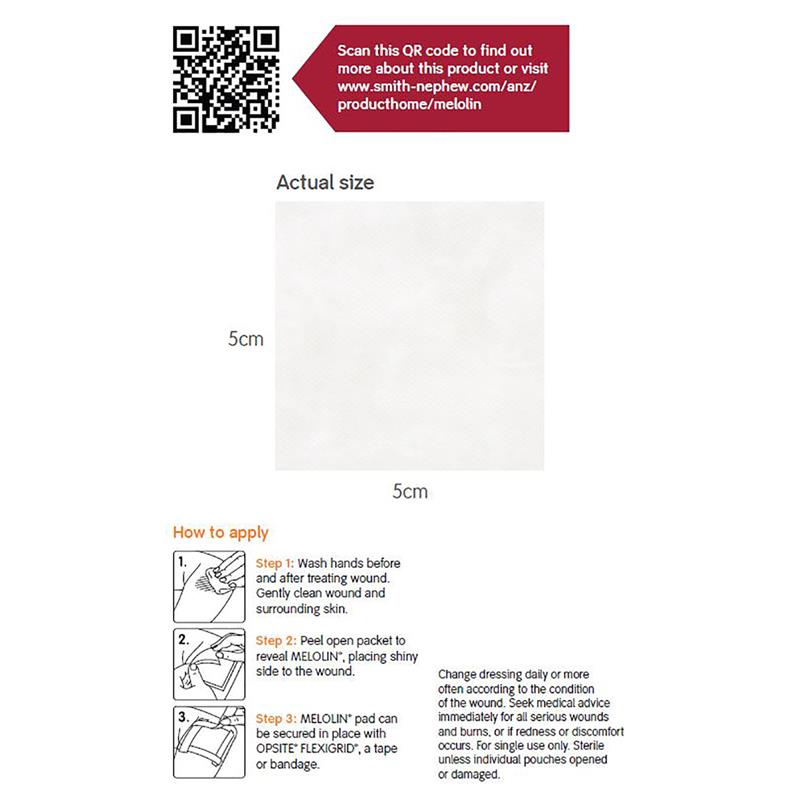 Load image into Gallery viewer, Melolin 5cm x 5cm Single Dressing
