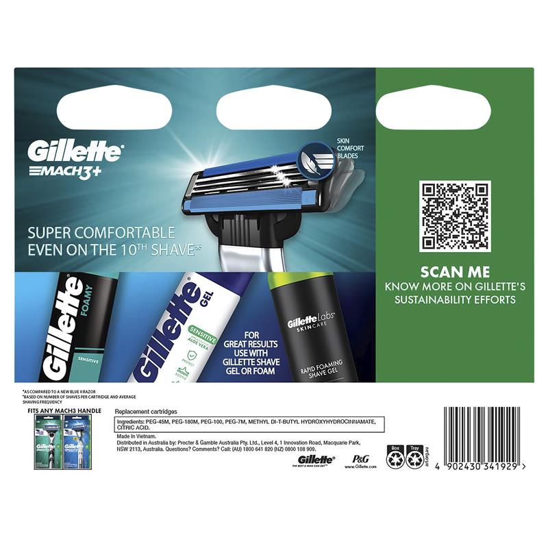 Load image into Gallery viewer, Gillette Mach 3+ Cartridges Value 15 Pack

