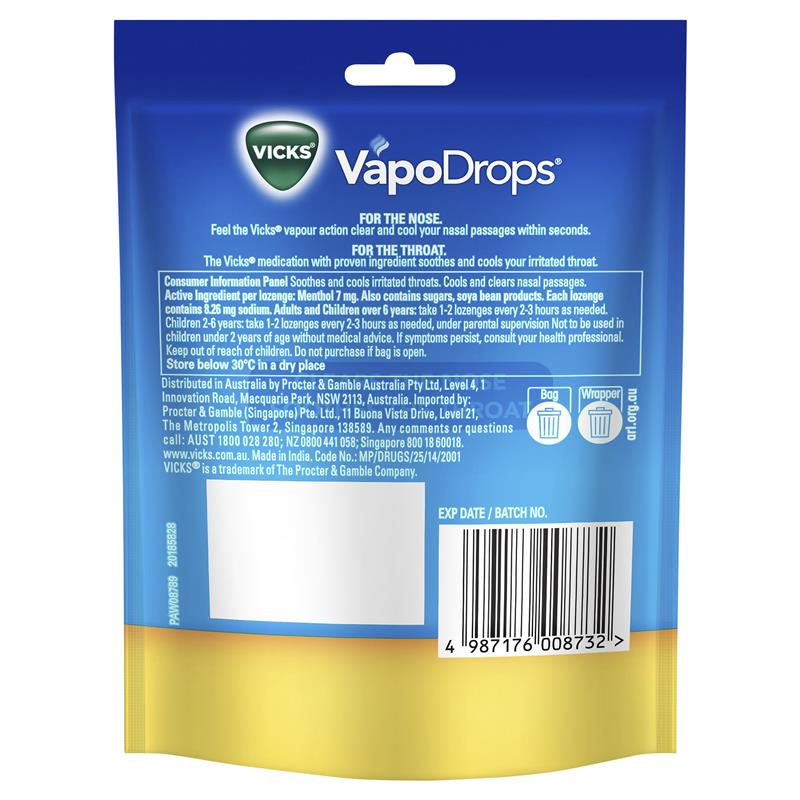 Load image into Gallery viewer, Vicks VapoDrops Butter Menthol Lozenges 24 Pack
