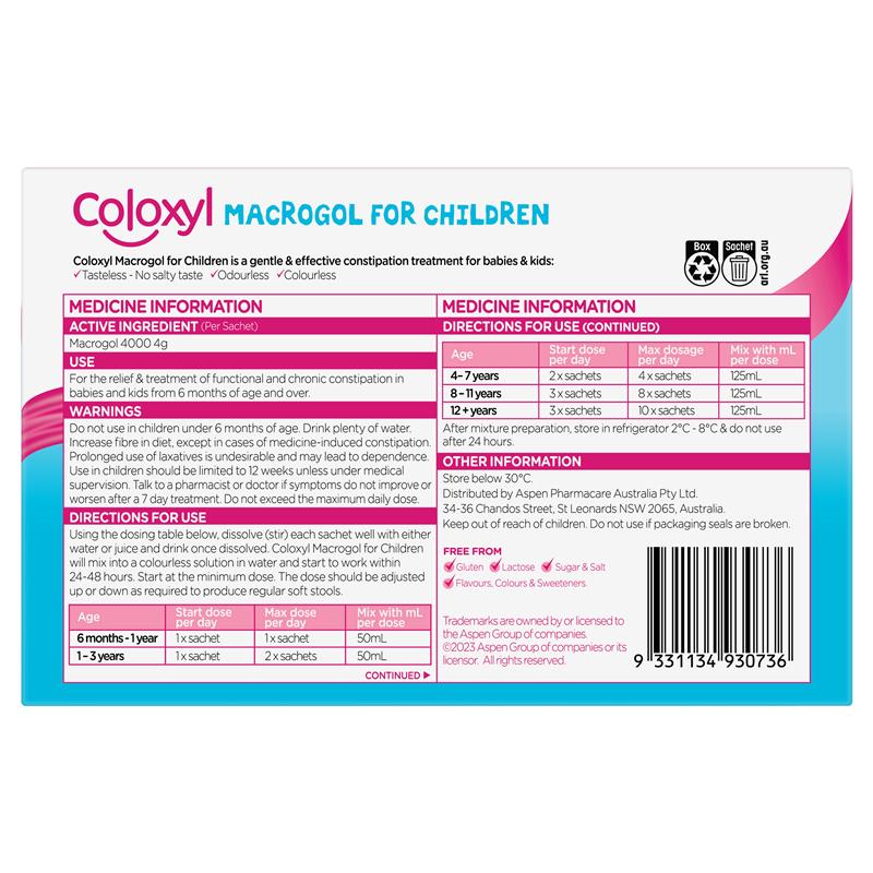 Load image into Gallery viewer, Coloxyl Macrogol For Children 14 Sachets
