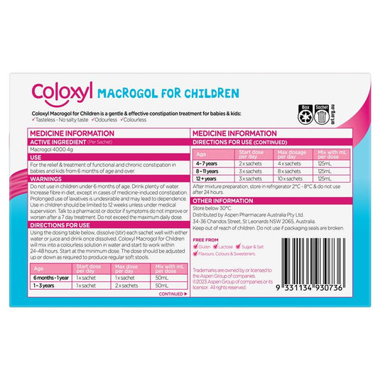 Coloxyl Macrogol For Children 14 Sachets