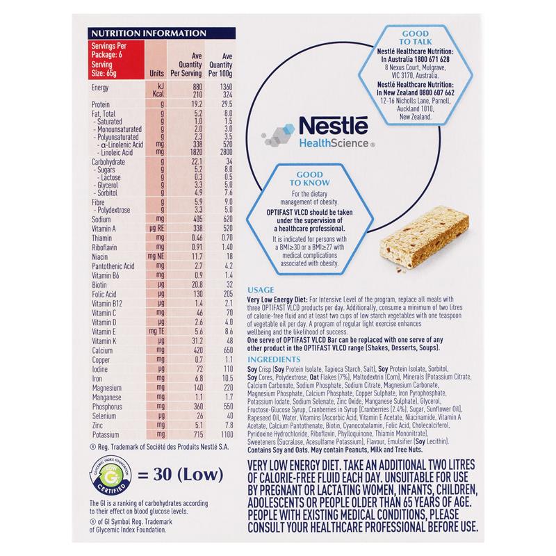 Load image into Gallery viewer, Optifast VLCD Bars Cereal 6 X 65g
