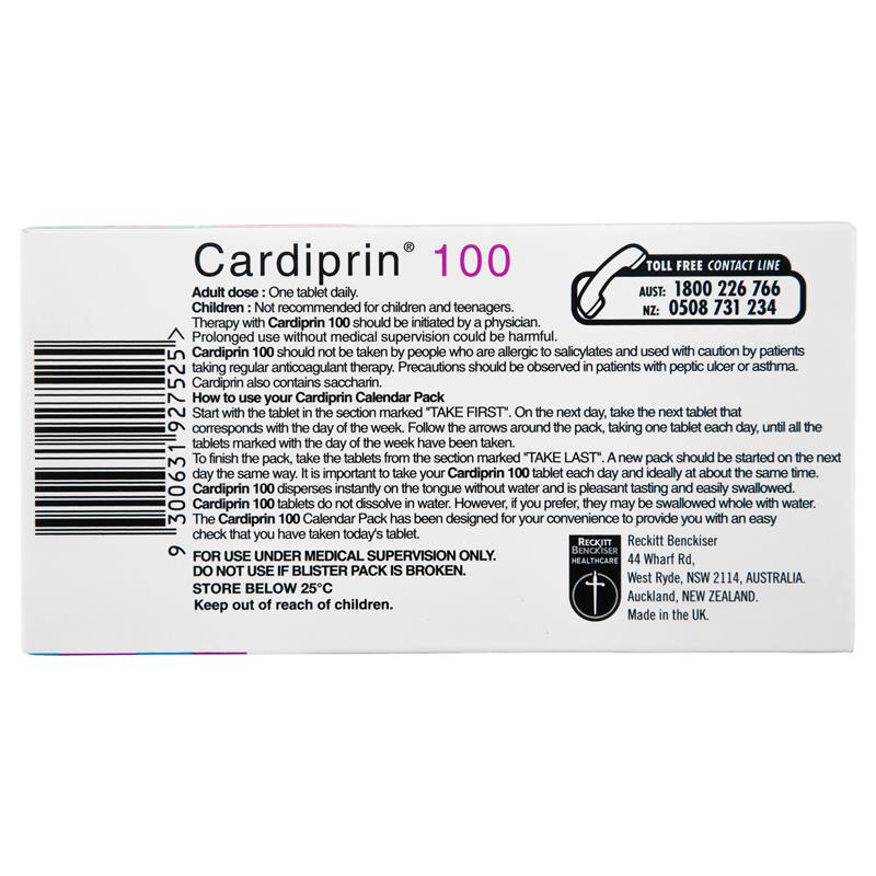 Load image into Gallery viewer, Cardiprin Blood Clotting Reduction Tablets 100mg Aspirin 180 Pack
