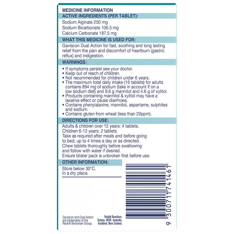 Load image into Gallery viewer, Gaviscon Dual Action Chewable Tablets Heartburn and Indigestion Relief Mixed Berry 48 Pack
