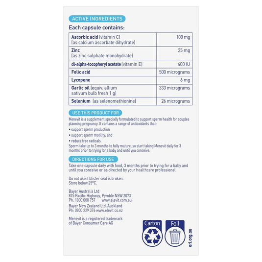 Menevit Pre-Conception Sperm Health 30 Capsules