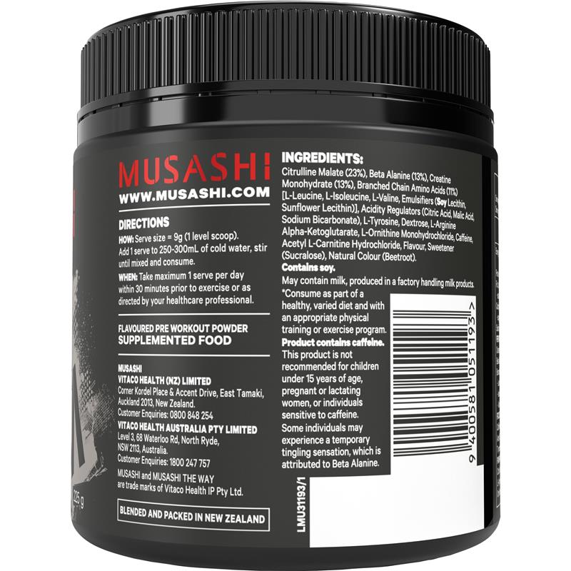 Load image into Gallery viewer, Musashi Pre Workout Watermelon 225g
