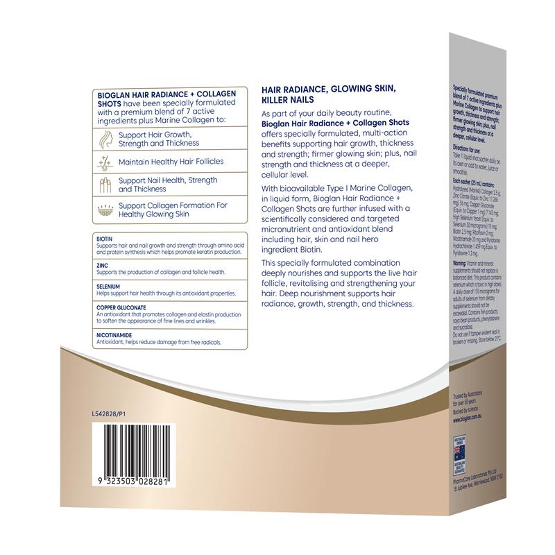 Load image into Gallery viewer, Bioglan Hair Radiance + Collagen Shots 25ml x15
