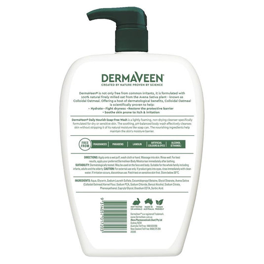 DermaVeen Daily Nourish Soap Free Wash 1.25L Exclusive Size