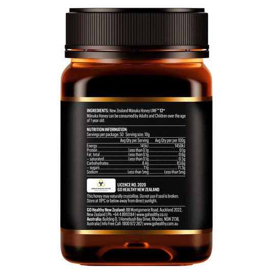 GO Healthy Manuka Honey UMF 12+ (MGO 350+) 500gm (Not For Sale In WA)