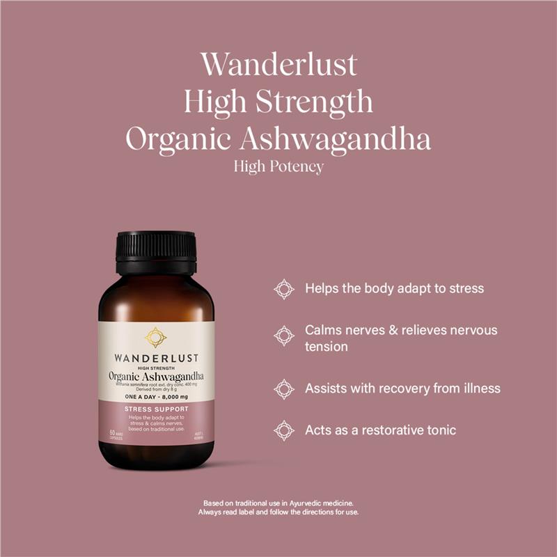 Load image into Gallery viewer, Wanderlust High Strength Ashwagandha 60 Capsules
