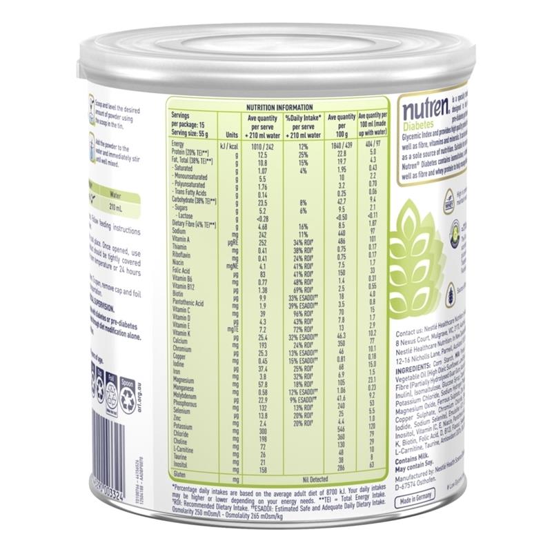 Load image into Gallery viewer, Nutren Diabetes Low GI Formula Vanilla Flavour 825g
