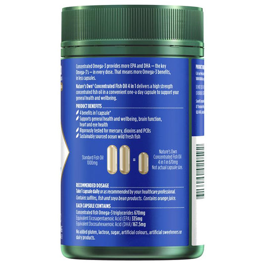 Nature's Own Concentrated Fish Oil 4 in 1 180 Capsules