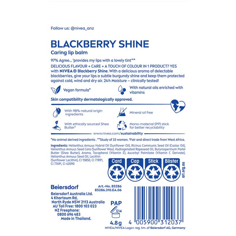 Load image into Gallery viewer, NIVEA Lip Blackberry Shine Lip Balm 4.8g
