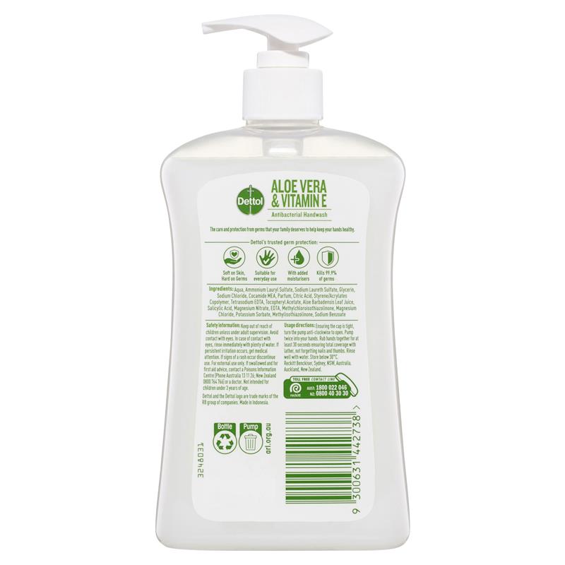 Load image into Gallery viewer, Dettol Antibacterial Liquid Hand Wash Pump Aloe Vera &amp; Vitamin E 500ml
