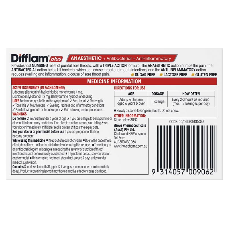Load image into Gallery viewer, Difflam Plus Anaesthetic Sugar Free Honey And Lemon 16 Lozenges
