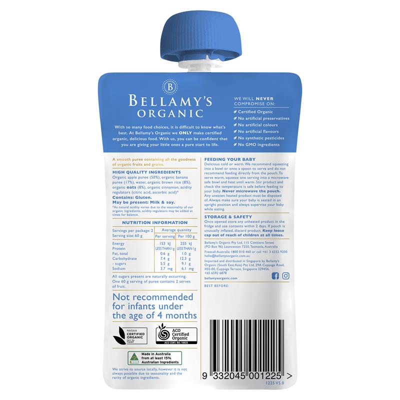 Load image into Gallery viewer, Bellamy's Organic Banana Apple Porridge 120g
