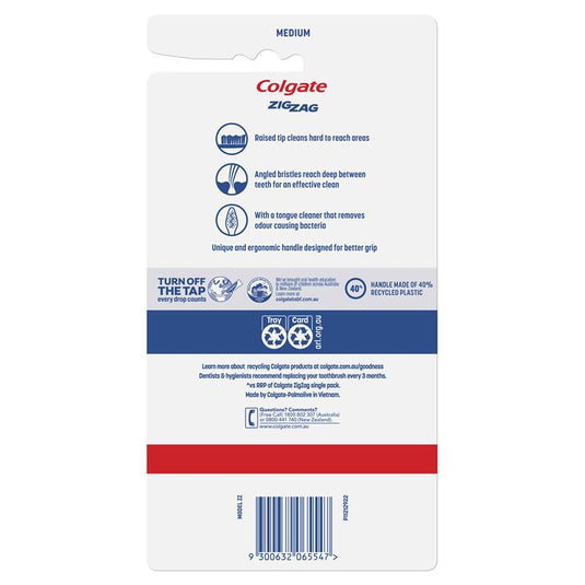 Colgate Toothbrush Zig Zag Daily Clean Medium Value 6 Pack