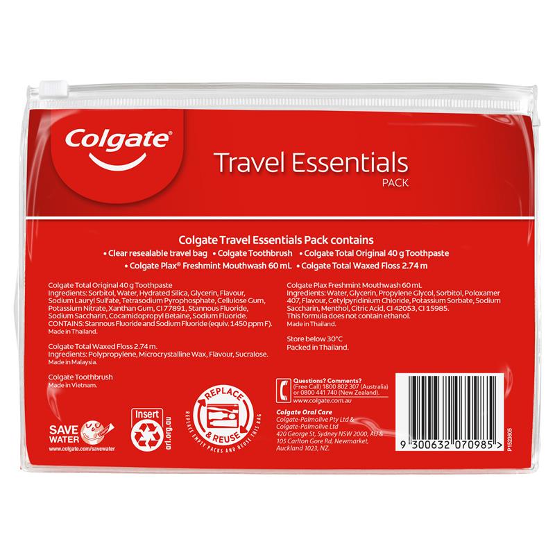 Load image into Gallery viewer, Colgate Travel Essentials Toothbrush, Toothpaste, Mouthwash, Floss &amp; travel bag Pack
