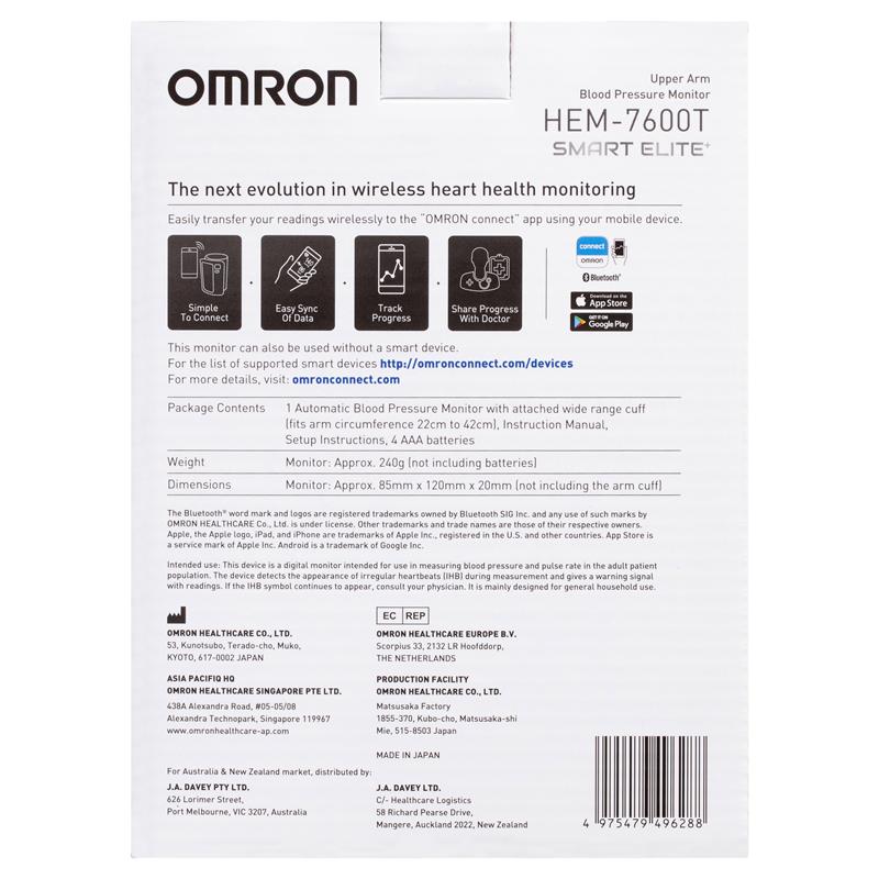 Load image into Gallery viewer, Omron Smart Elite HEM7600T Blood Pressure Monitor Bluetooth Tubeless
