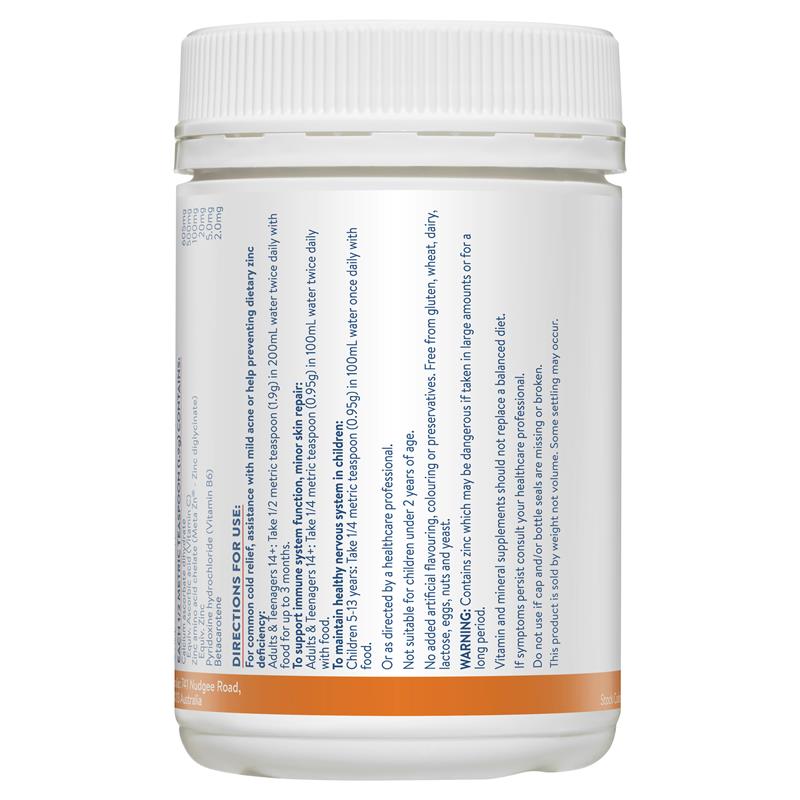 Load image into Gallery viewer, Ethical Nutrients Mega Zinc 40mg with Vitamin C Orange 190g Powder
