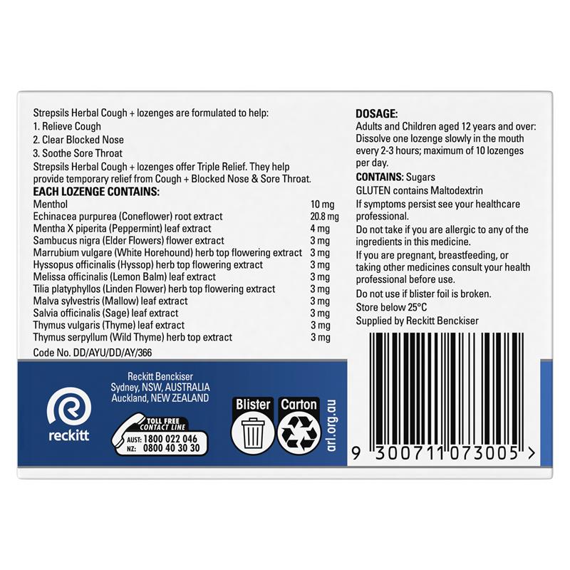 Load image into Gallery viewer, Strepsils Herbal Cough Lozenges Honey Lemon 16 Pack

