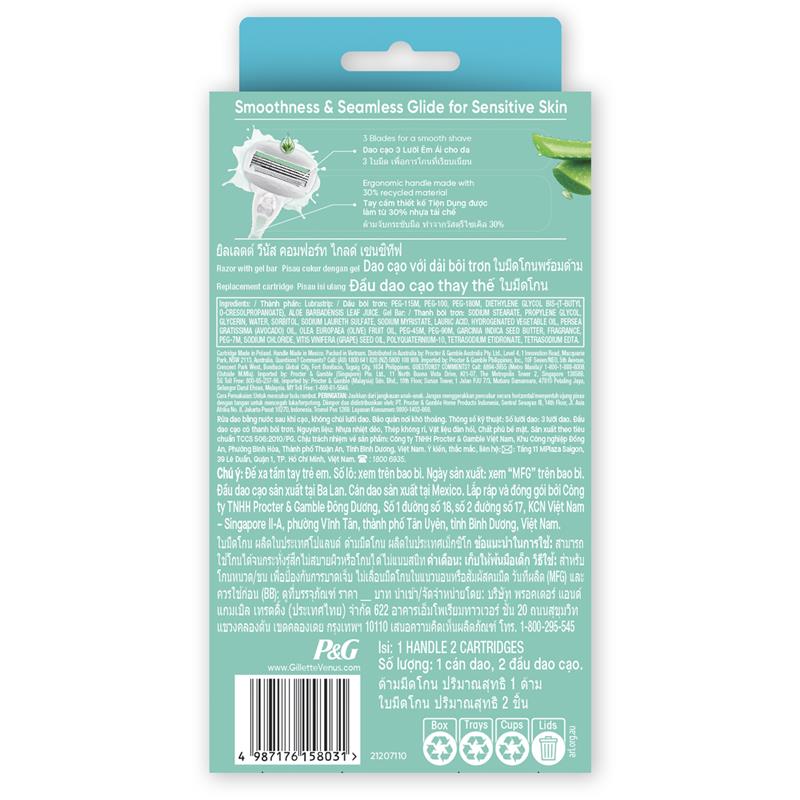 Load image into Gallery viewer, Gillette Venus ComfortGlide Sensitive Razor Handle + 2 Blades
