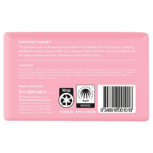 Freshwater Farm Australia Rosewater + Pink Clay Cleansing Bar 200g