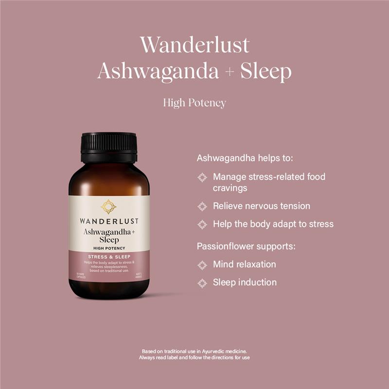 Load image into Gallery viewer, Wanderlust Ashwagandha + Sleep 60 Capsules

