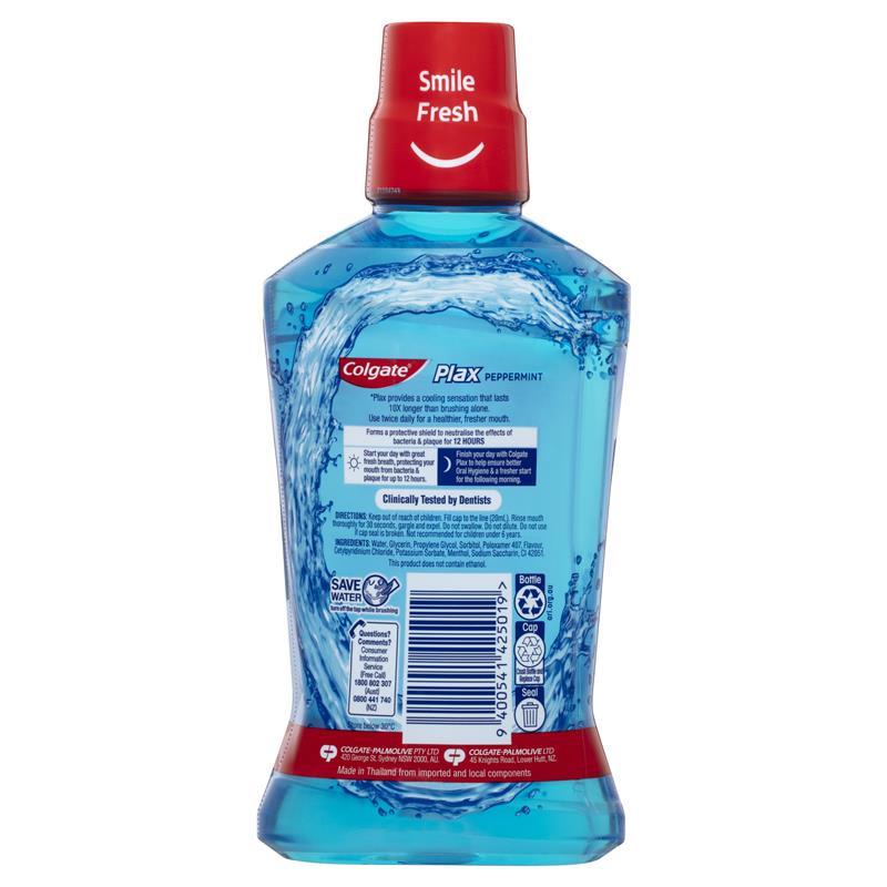 Load image into Gallery viewer, Colgate Plax Alcohol free Antibacterial Mouthwash Peppermint 500mL
